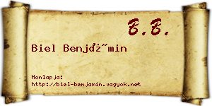 Biel Benjámin névjegykártya